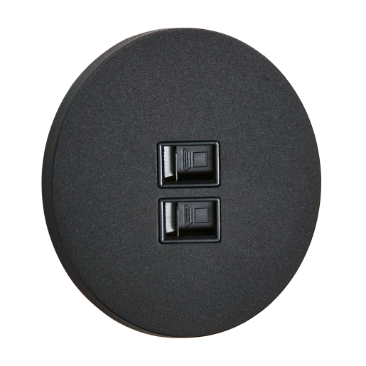 Gniazdo internetowe 2 x RJ45 okrągłe metalowe czarny mat Togglica Round