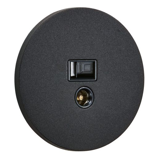 Gniazdo telewizyjne / internetowe TV/RJ45 okrągłe metalowe czarny mat Togglica Round