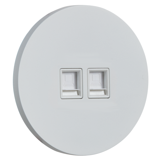 Gniazdo internetowe 2 x RJ45 okrągłe metalowe biały mat Togglica Round