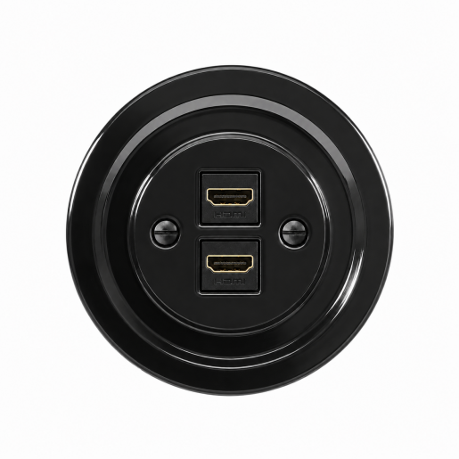Ceramiczne podtynkowe gniazdo 2 x HDMI czarne
