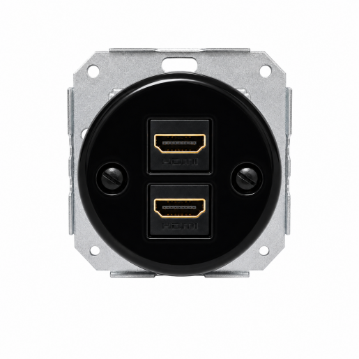 Ceramiczne podtynkowe gniazdo 2 x HDMI czarne