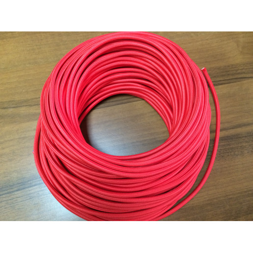 Kabel w oplocie okrągły czerwony 2x0,75