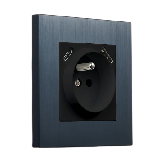 Gniazdo z bolcem + USB + typeC  kwadratowe metalowe granat eleganckie Togglica