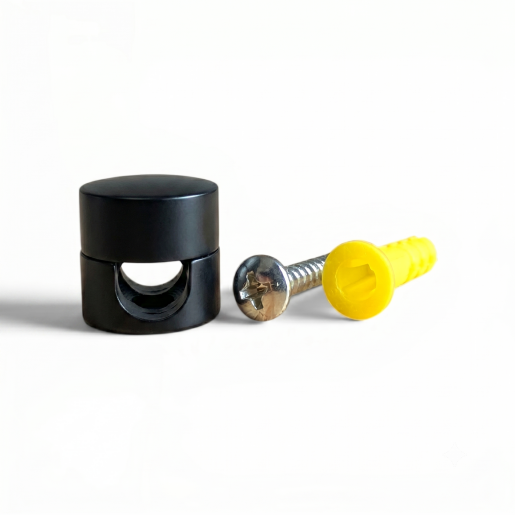 Uchwyt przewodu Alu otwór 9mm,dia16mm,czarny