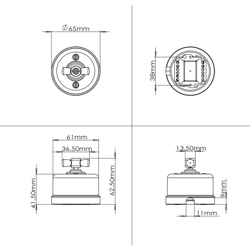 Natynkowy włącznik światła retro ANTICA GOLD czarny