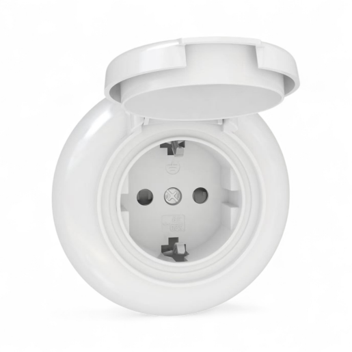 Loftica Gniazdo z uziemieniem Schuko IP44 białe tworzywo