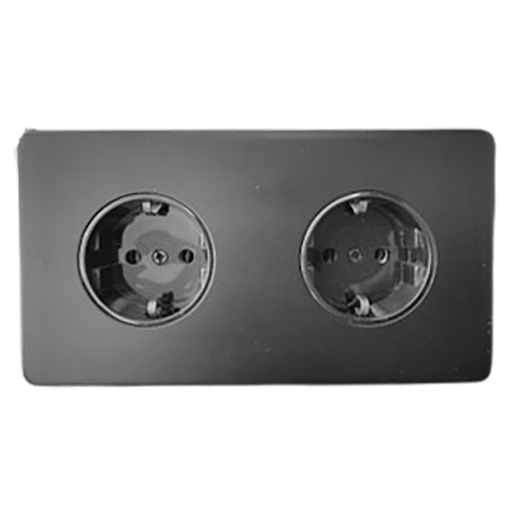 Gniazdo kontakt kwadratowe podwójne metalowe czarne eleganckie Togglica EU