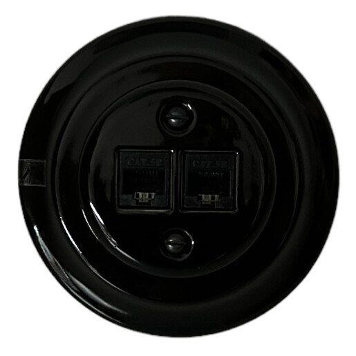 Antica ceramiczne gniazdo podtynkowe Internetowe 2xRJ45 czarne cat.6