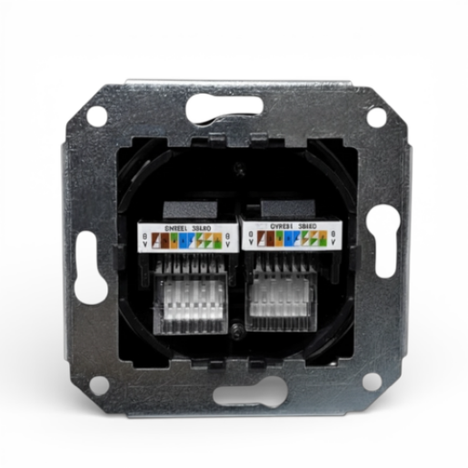 Antica ceramiczne gniazdo podtynkowe Internetowe 2xRJ45 czarne cat.5