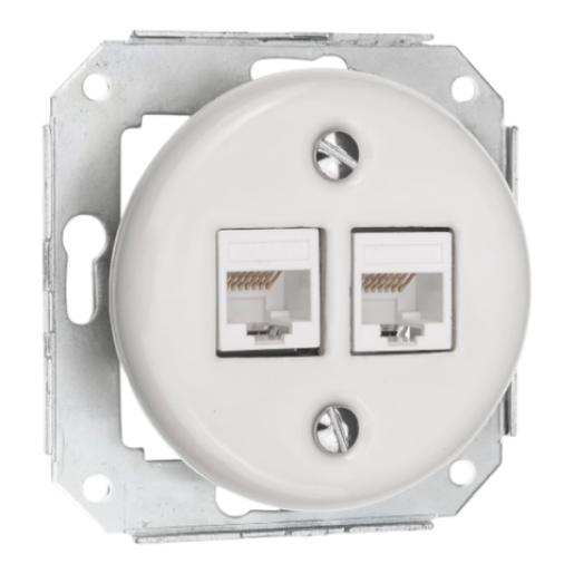 Antica ceramiczne gniazdo podtynkowe Internetowe 2xRJ45 białe Cat. 5