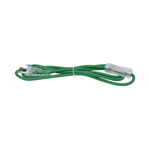 Kabel przyłączeniowy w oplocie okrągły zielony z wyłącznikiem