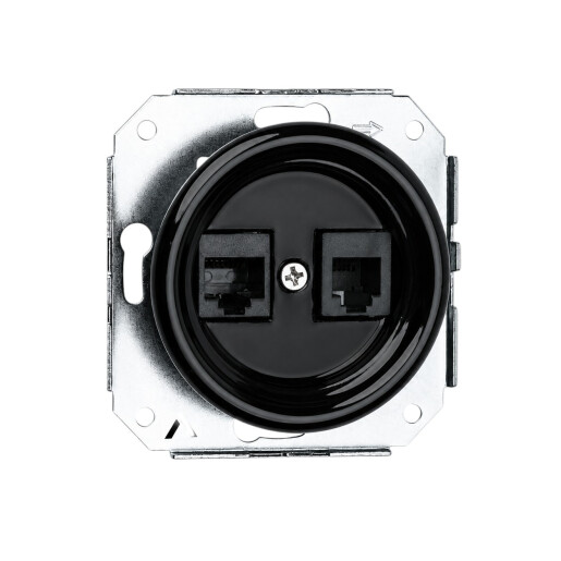 Ceramiczne podtynkowe gniazdo 2 x RJ45 czarne, cat.6