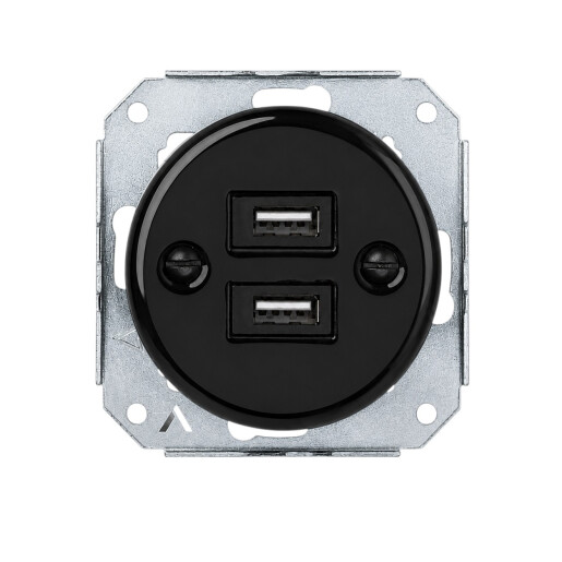 Ceramiczne podtynkowe gniazdo 2 x USB czarne