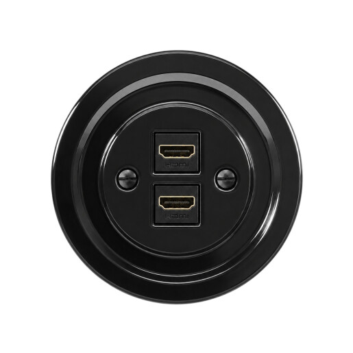 Ceramiczne podtynkowe gniazdo 2 x HDMI czarne