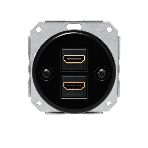 Ceramiczne podtynkowe gniazdo 2 x HDMI czarne