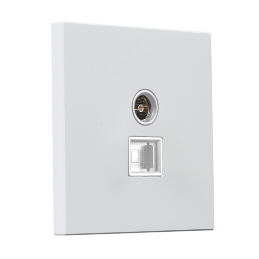 Gniazdo kwadratowe metalowe TV+RJ45 biały mat  Gniazdo kwadratowe metalowe TV+RJ45 biały mat