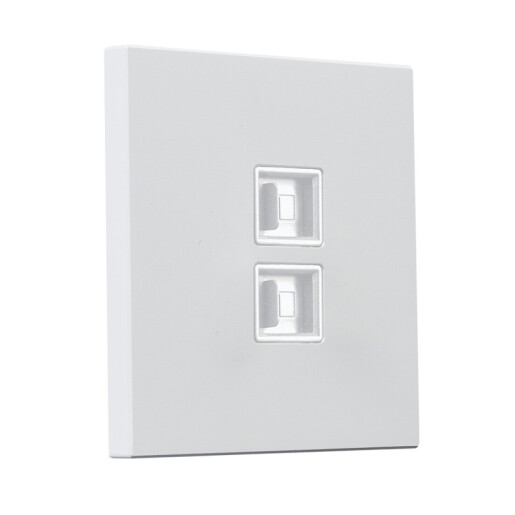 Gniazdo kwadratowe metalowe 2X RJ45 biały mat  Gniazdo kwadratowe metalowe 2X RJ45 biały mat