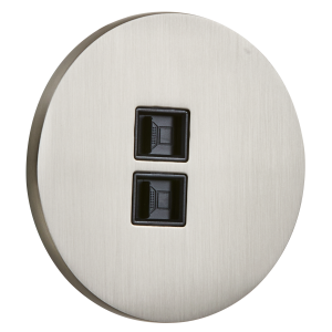 Gniazdo internetowe 2 x RJ45 okrągłe metalowe nikiel szczotkowany Togglica Round