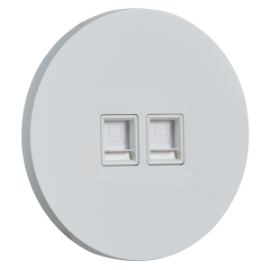 Gniazdo internetowe 2 x RJ45 okrągłe metalowe biały mat Togglica Round