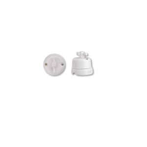 Porcelanowy włącznik natynkowy obrotowy modern, biały, GiGambarelli, 00400