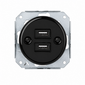 Ceramiczne podtynkowe gniazdo 2 x USB czarne