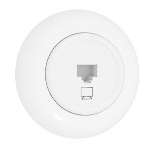 Gniazdo komputerowe RJ45 podtynkowe z ramką białe połysk