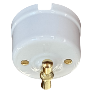 Włącznik światła retro ANTICA GOLD, pojedynczy/schodowy biały T-01A biały
