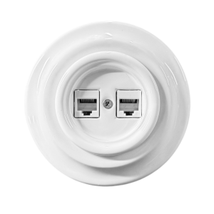 Antica ceramiczne gniazdo podtynkowe Internetowe 2xRJ45 białe