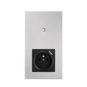 Togglica 4U panel podwójny pionowy pojedynczy schodowy + gniazdo z bolcem USB+C nikiel szczotkowany