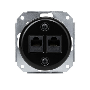 Antica ceramiczne gniazdo podtynkowe Internetowe 2xRJ45 czarne cat.5