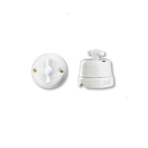 Porcelanowy włącznik natynkowy obrotowy klasyczny, biały, GiGambarelli 00300