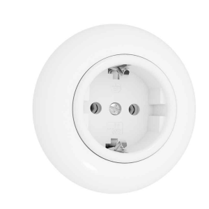 Gniazdo Schuko z ramką białe LOFT vintage PRL, H1-R510FM white