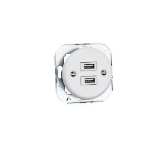 Ceramiczne podtynkowe gniazdo 2 x USB białe