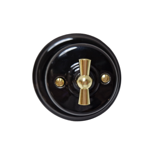 Natynkowy włącznik światła pojedynczy/ schodowy retro ANTICA GOLD czarny T01A CG black
