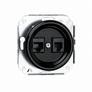 Ceramiczne podtynkowe gniazdo 2 x RJ45 czarne, cat.6