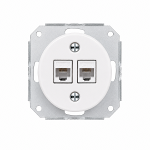 Ceramiczne podtynkowe gniazdo 2 x RJ45 białe, cat.5