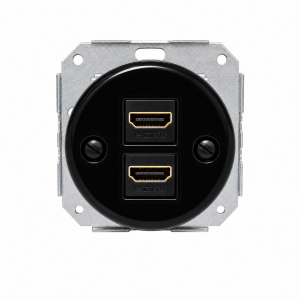 Ceramiczne podtynkowe gniazdo 2 x HDMI czarne