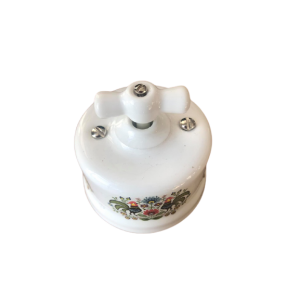 Włącznik natynkowy ceramiczny ANTICA FOLK żaluzjowy biały ze zdobieniem łowickiego koguta AN.106.4/Z