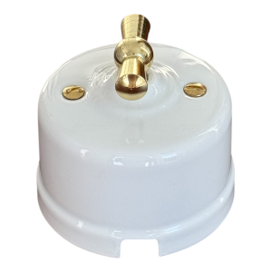 Włącznik światła retro ANTICA GOLD, pojedynczy/schodowy biały T-01A biały