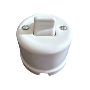 Antica OLD Włącznik ceramiczny natynkowy krzyżowy biały,K1-R140BMw