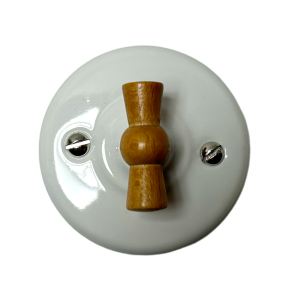 Włącznik ceramiczny natynkowy dzwonek ANTICA biały K1-R231MBw - brązowy motylek