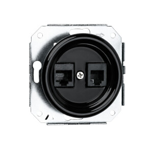Ceramiczne podtynkowe gniazdo 2 x RJ45 czarne, cat.6