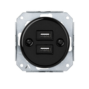 Ceramiczne podtynkowe gniazdo 2 x USB czarne