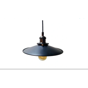 Lampa wisząca metalowa czarna dysk talerz E27 loft