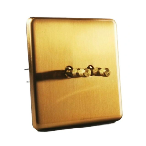Włącznik kwadratowy podwójny schodowy metalowy złoty Togglica EU, ZVB002gd