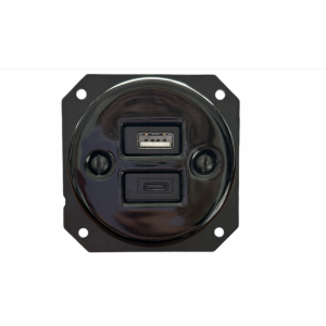 Ceramiczne podtynkowe gniazdo USB + USBC czarne