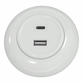 Ładowarka USB podwójna A+C PD20W biała połysk z ramką