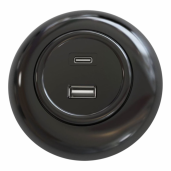 Ładowarka USB podwójna A+C PD20W czarna połysk z ramką