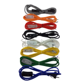 Kabel przyłączeniowy w oplocie okrągły niebieski z wyłącznikiem czarnym