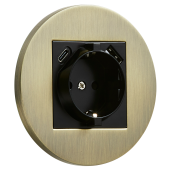 Gniazdo Schuko + USB + USBC okrągłe metalowe patyna szczotkowana Togglica Round